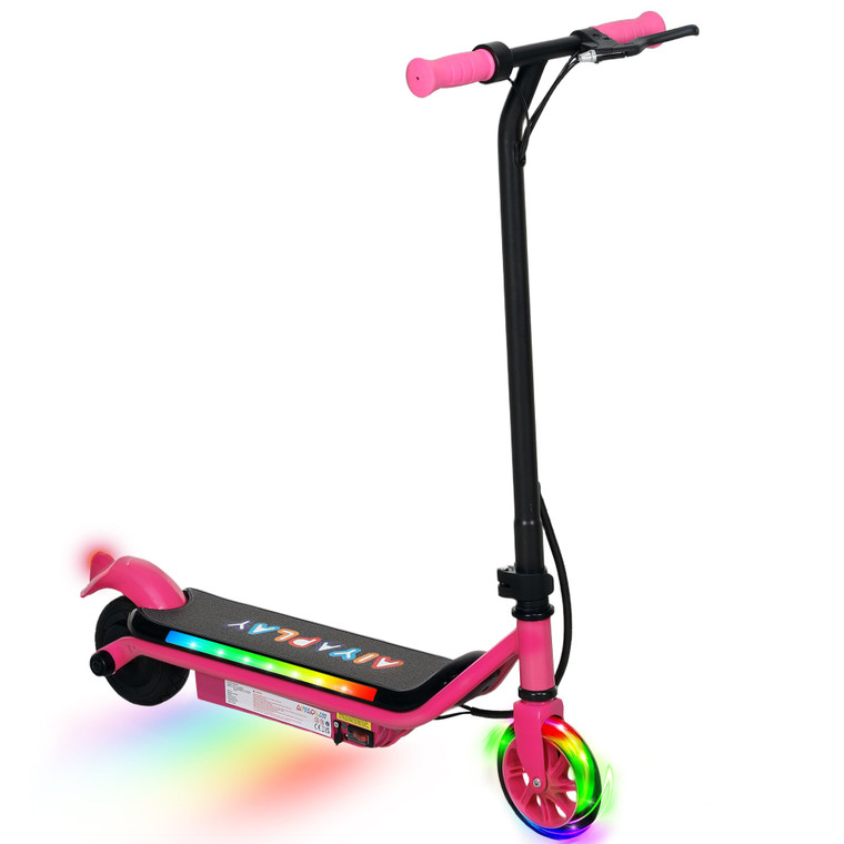 AIYAPLAY Electric Scooter for 6-14 with Dual Brakes & Colourful Light - Pink
