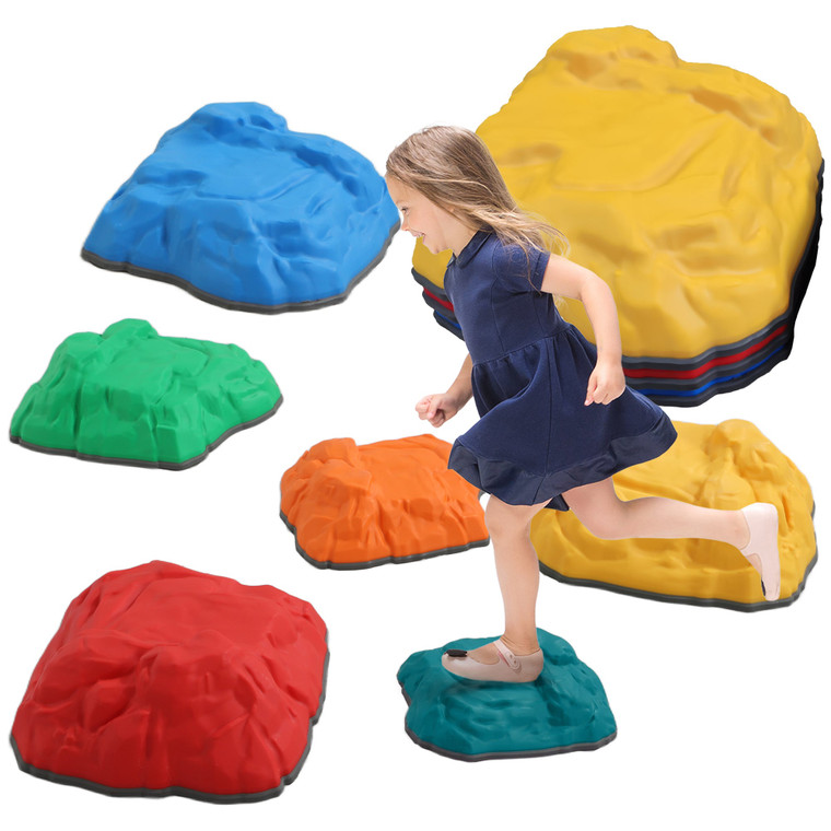 AIYAPLAY Balance Stepping Stones, 6 PCS River Stones for Kids Ages 3-8 Years - 13.5H x 32L x 30Wcm