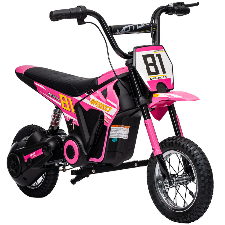 AIYAPLAY 24V Battery Powered Ride On Motorcycle with Rear Suspension - Pink