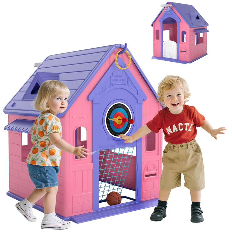AIYAPLAY Playhouse for Kids Outdoor Indoor, Garden House - Pink