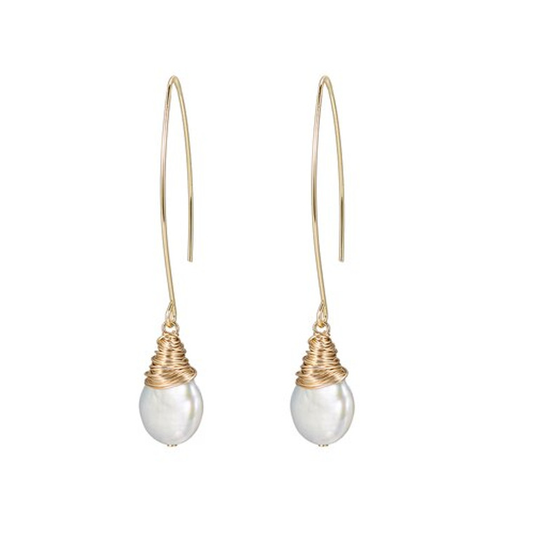 Ladies Teardrop Pearl Earrings in Gold Plated