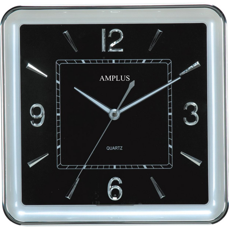 Amplus Quite Sweep Second Hand With Night Sensor & Black Face Wall Clock PW165-17B