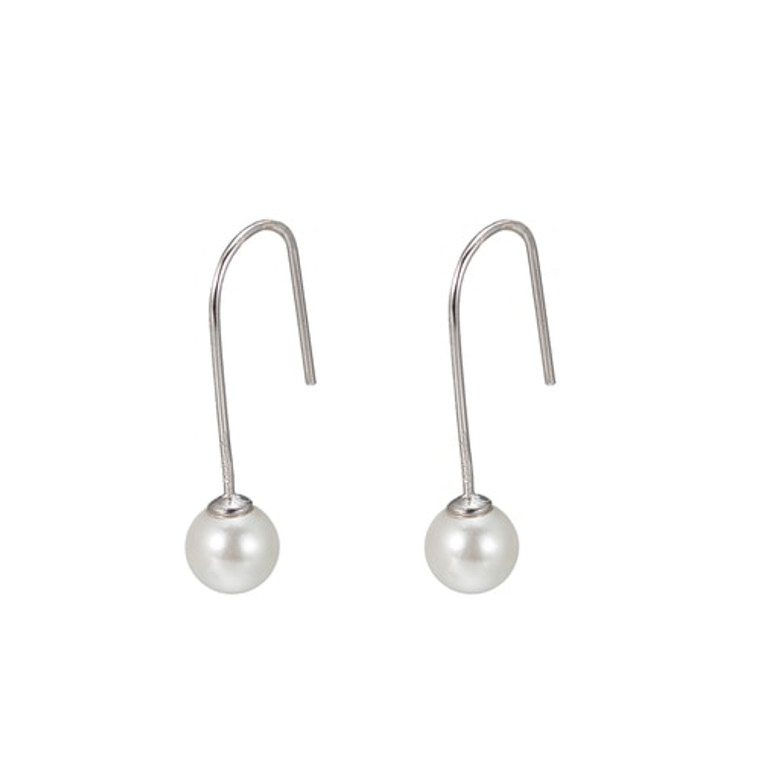 Ladies Freshwater Pearl Drop Earring in Sterling Silver