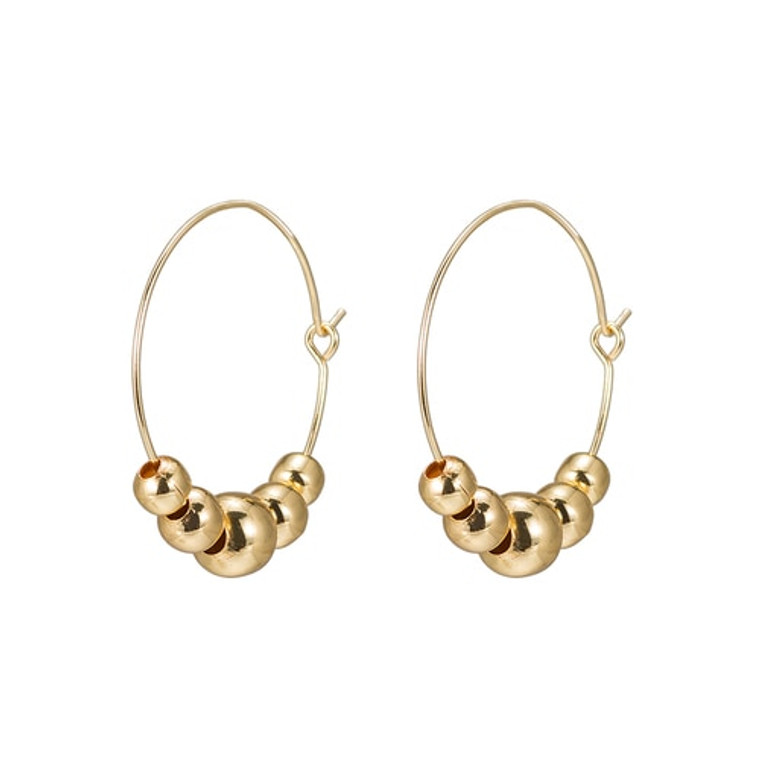 Ladies Five Balls Earring in Gold Plated