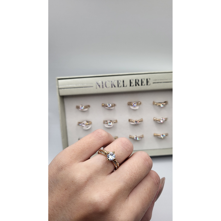 Precious Crystal Ring Gold Box set of 12