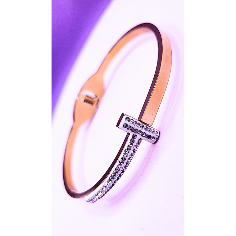 T- Bar Pavé Bangle Stainless Steel