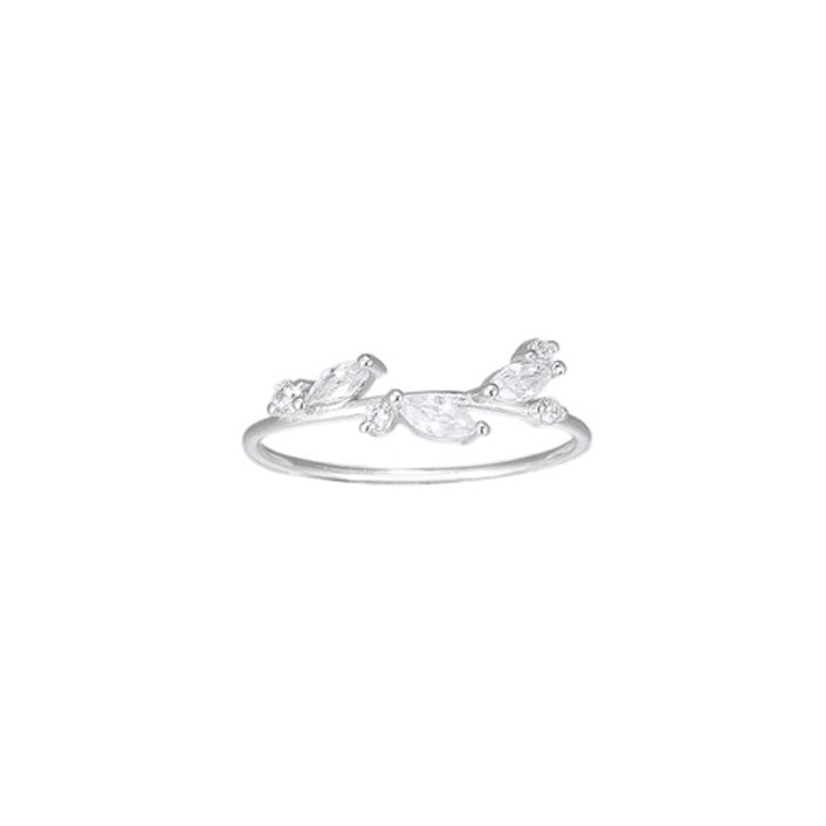 Ladies Olive Branch CZ Sterling Silver Ring