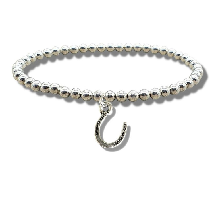 Horseshoe Silver Beaded Bracelet - Good Luck Gift for Bridesmaids, Graduation, Driving Test - Stylish and High-Quality