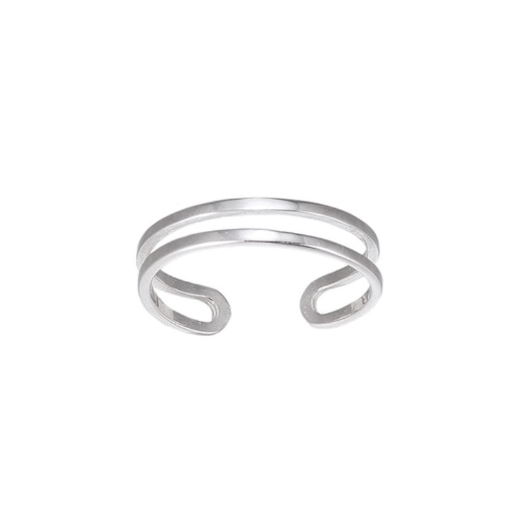 Ladies Adjustable Double Band Sterling Silver Ring