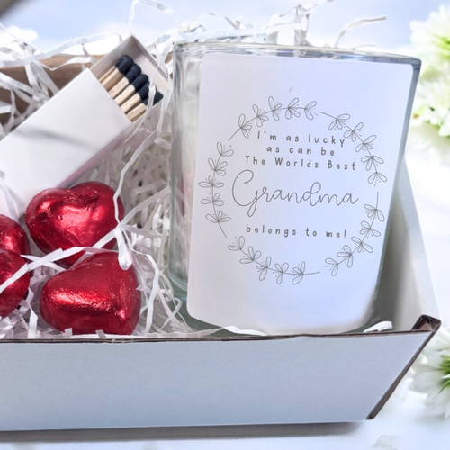 Best Grandma Candle Gift Set | Birthday Gift for Nana | Message Candle For Granny | Mothers Day Hamper UK | Gran Mothers Gift | Mum Gift Box