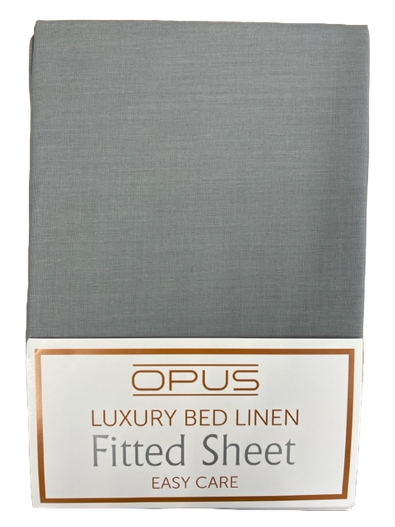 Opus Polycotton Bedding - Easy care, pink, silver, grey, navy, white, fitted & flat sheets, pillowcase pairs. - Double Bed - Flat / Charcoal