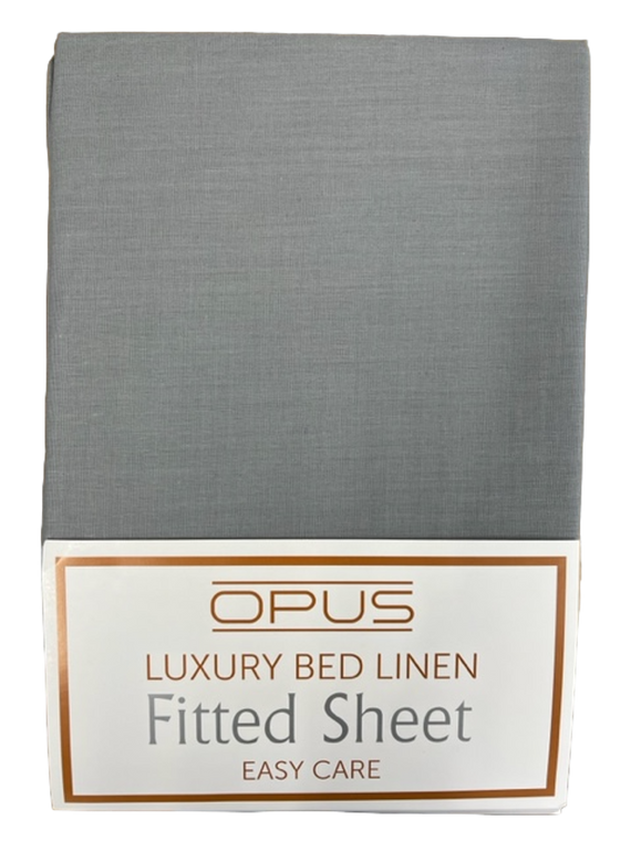 Opus Polycotton Bedding - Easy care, pink, silver, grey, navy, white, fitted & flat sheets, pillowcase pairs. - King Bed - Flat / Charcoal