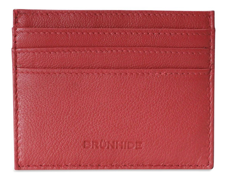 Brunhide Slim 100% Soft Leather Credit Card Holder - 254-300 - Red