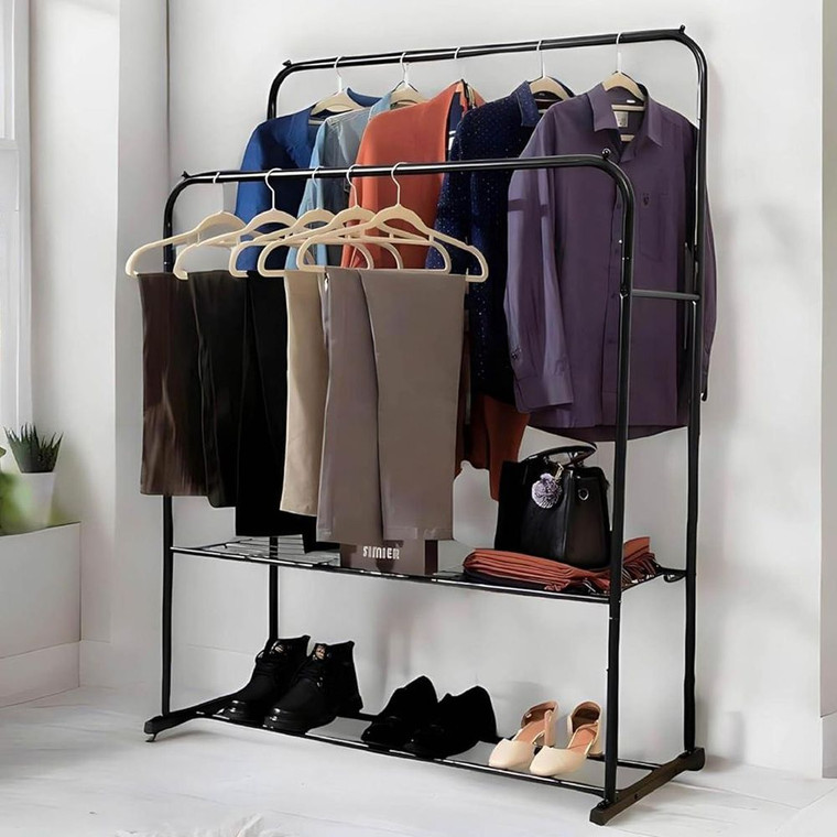 Double Clothes Rail in Black