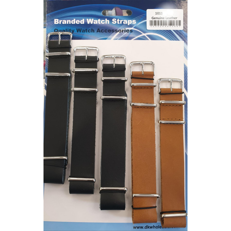 1011 Black & Brown Quality Leather Watch Straps 22mm