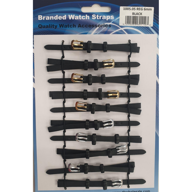 Leather Black Watch Straps Pk10 size 6 1005.05