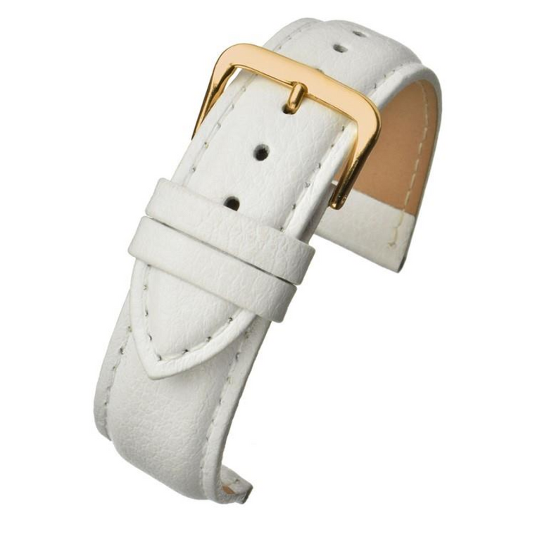White Padded Buffalo Grain Leather Watch Strap 18mm