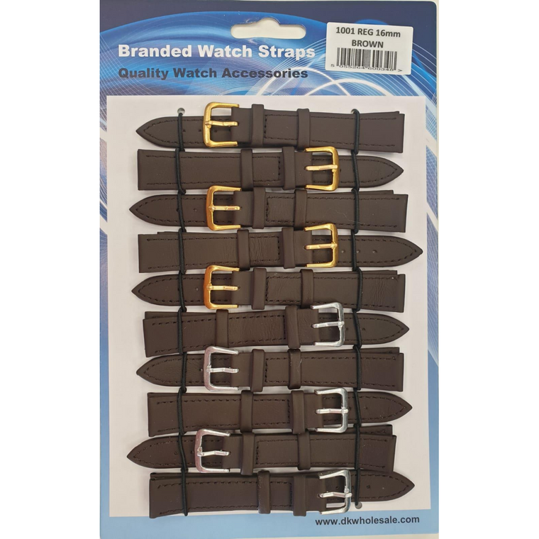 Brown Leather Watch Straps Pk10 size 12mm 1001BK