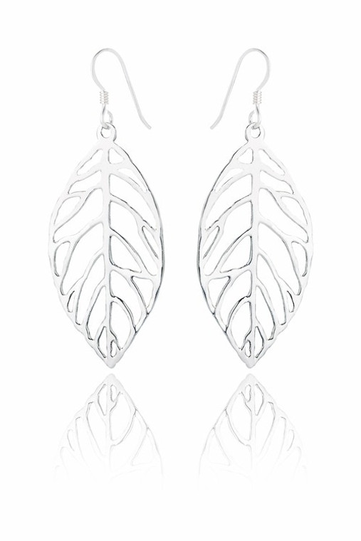 Ladies Sterling Silver Leaf Earrings