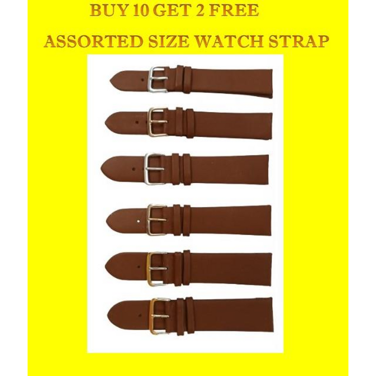 Genuine Brown Leather WATCH STRAP BUY 10 GET 2 FREE ASSORTED SIZE 18mm-22MM