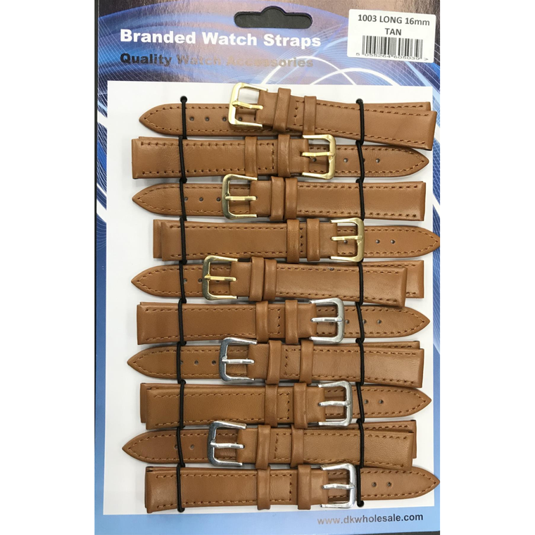 Leather Brown Tan Extra Long Watch Straps Pk10 12mm 1003