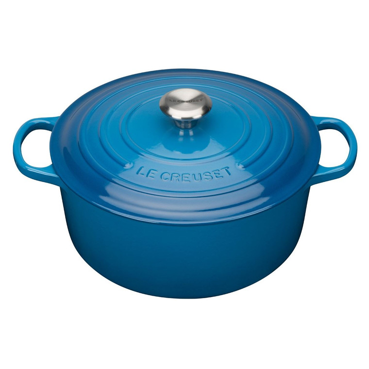 Marseille Blue Le Creuset 28cm Cast Iron Round Casserole Dish