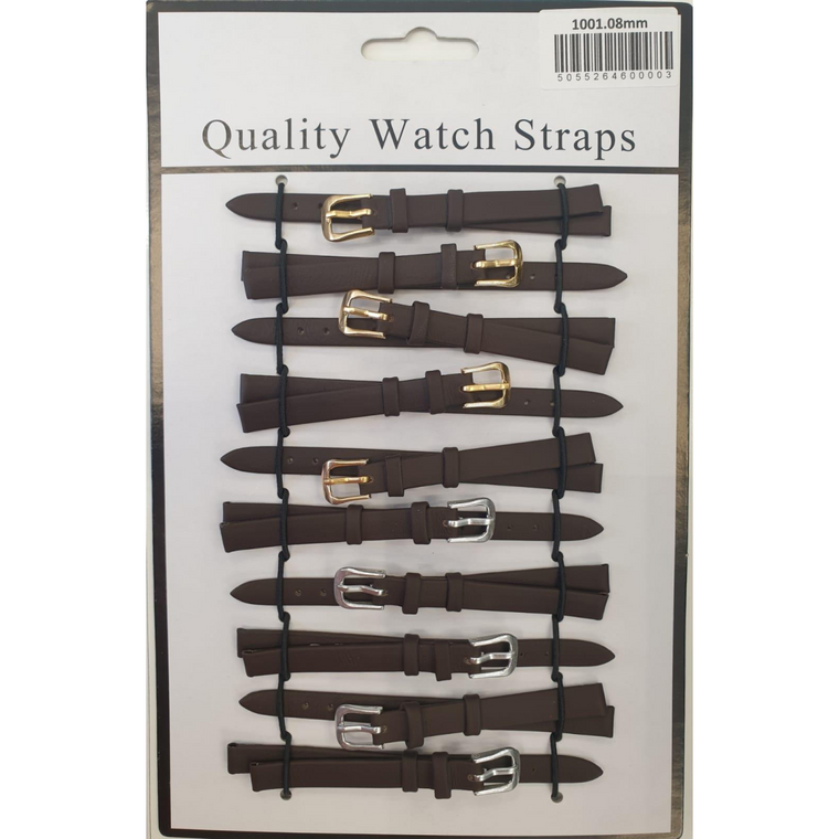 Brown Leather Watch Straps Pk10 size 10mm 1001BK
