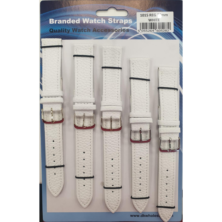 White Leather Watch Straps Pk5 size 20mm 1015W