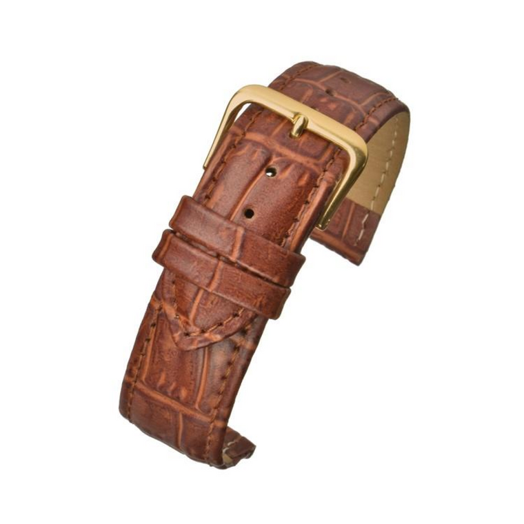 Tan Padded Crocodile Grain Watch Strap 16mm