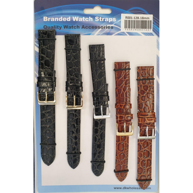 R001-12B 12MM 5PK LEATHER WATCH STRAPS