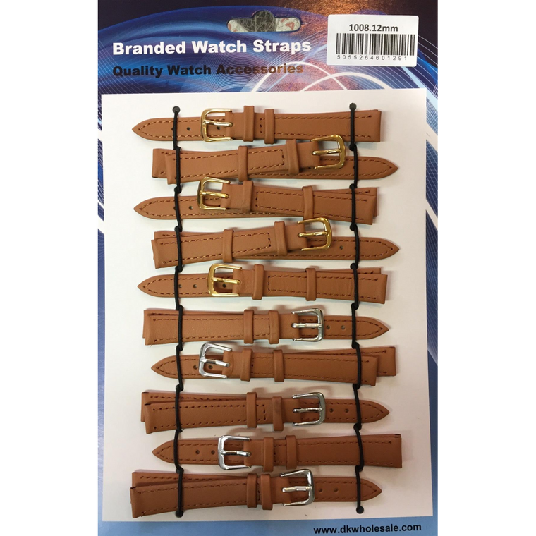 Leather Brown Tan Watch Straps Pk10 16mm 1008