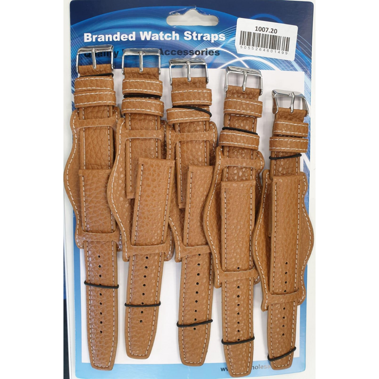 Leather Brown Military Watch Straps Pk5 size 18mm 1007BR