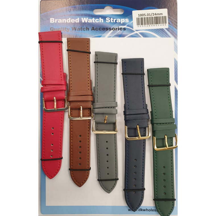Leather Coloured Watch Straps Pk5 size 24mm 1005.01