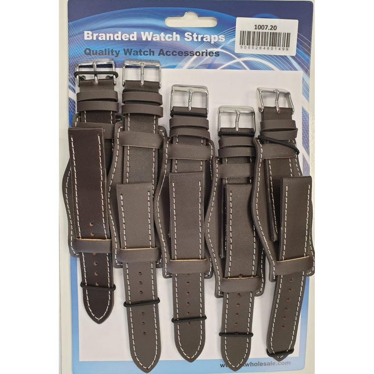 Leather Tan Military Watch Straps Pk5 24mm 1007TN
