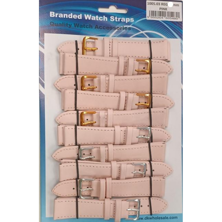 Leather Pink Watch Straps Pk10 size 22mm 1005.03