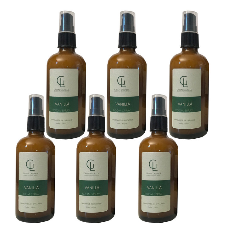 Aqueous Room Spray 100ml in Amber Glass Bottle - Vanilla - 6 Bottles