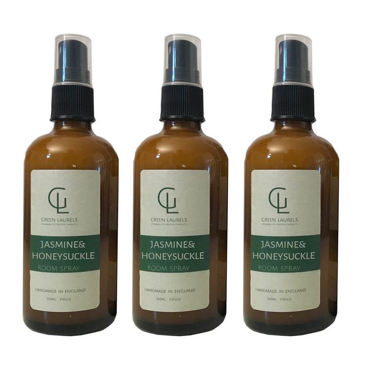 Aqueous Room Spray 100ml in Amber Glass Bottle - Jasmine + Honeysuckle - 3 Bottles