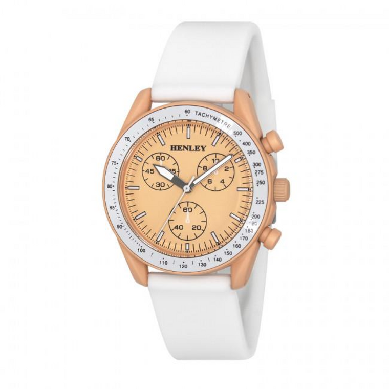 Henley Ladies Pastel Coloured Silicone Sports Watch White/Peach H06179.15