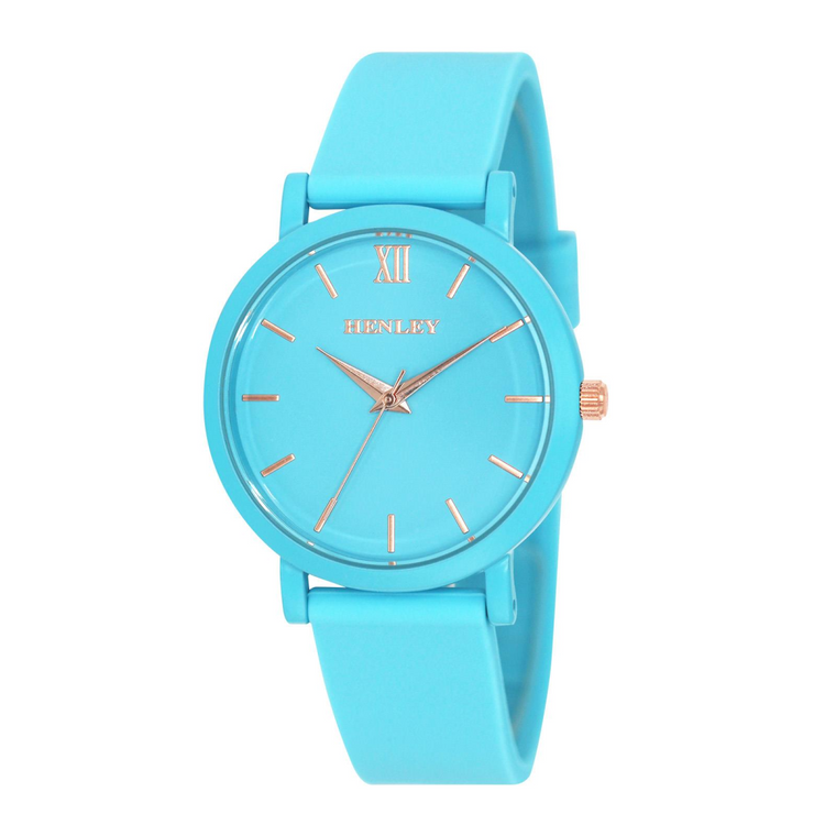 Henley Ladies Coloured Case Silicone Sports Watch Blue H06178.6