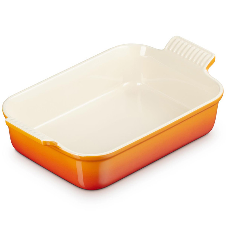 Volcanic Orange Le Creuset 26cm Stoneware Heritage Rectangular Dish