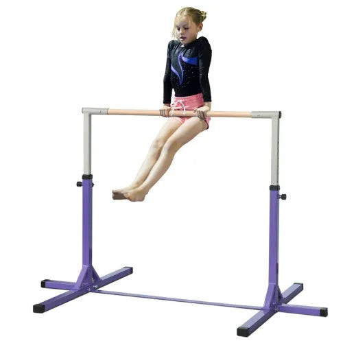 HOMCOM Height Adjustable Gymnastics Horizontal Bar For Kids Home Gym Training Children Junior Kip High Bar Fitness
