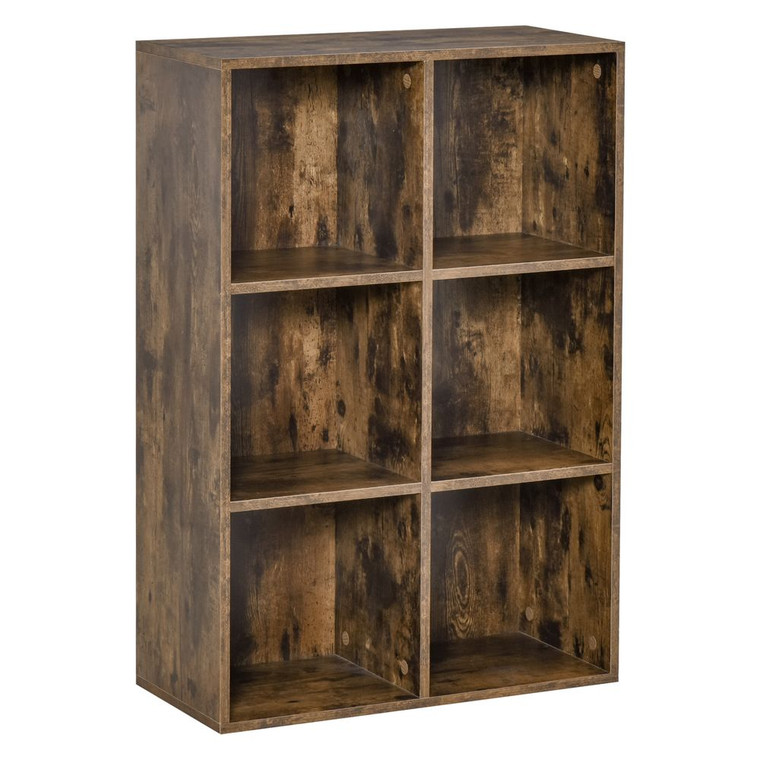 HOMCOM Cubic Cabinet Bookcase Shelves Storage Display for Study, Living Room, Home, office, Rustic Brown
