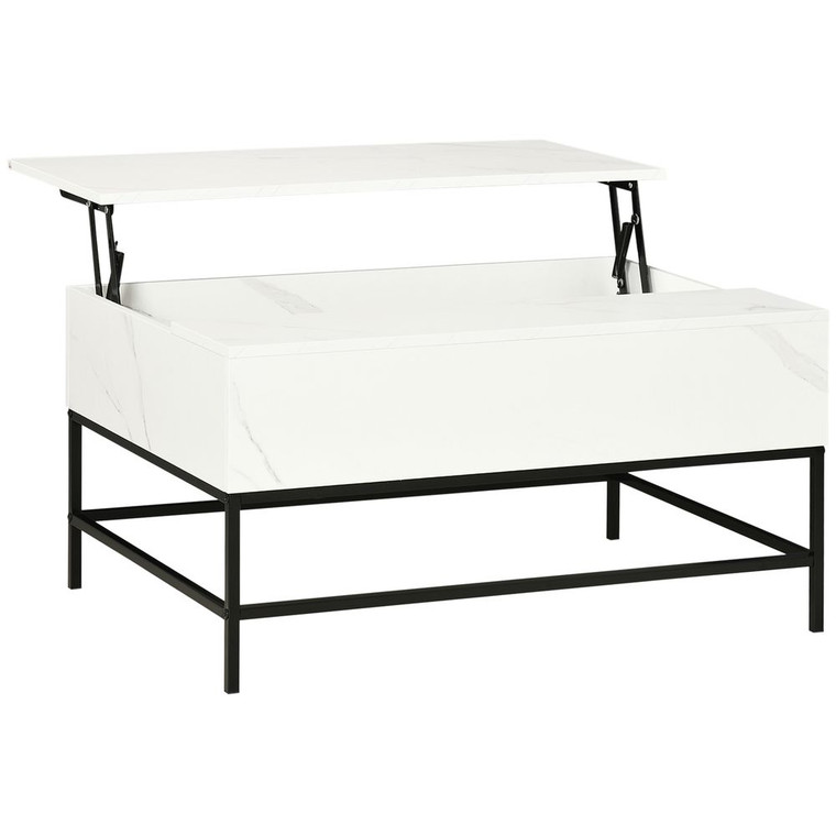 Modern Lift Top Coffee Table: Hidden Storage, White