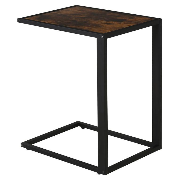 Industrial Steel Frame C-Shaped Side Table in Brown - HOMCOM