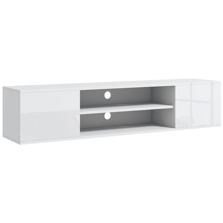 HOMCOM Floating TV Unit for 60" TVs W/ Shelves and Cabinets, White
