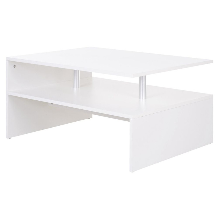 Stylish 2-Tier Coffee Table - Modern Design, White Finish - Perfect for Storage and Display
