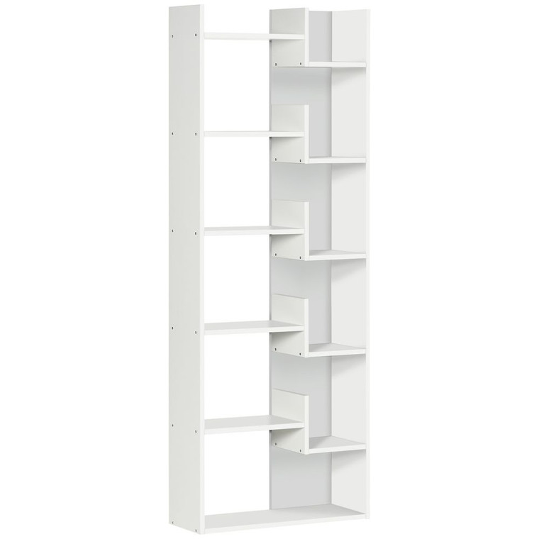 HOMCOM 6-Tier Bookshelf Freestanding Decorative Storage Shelves for Home White