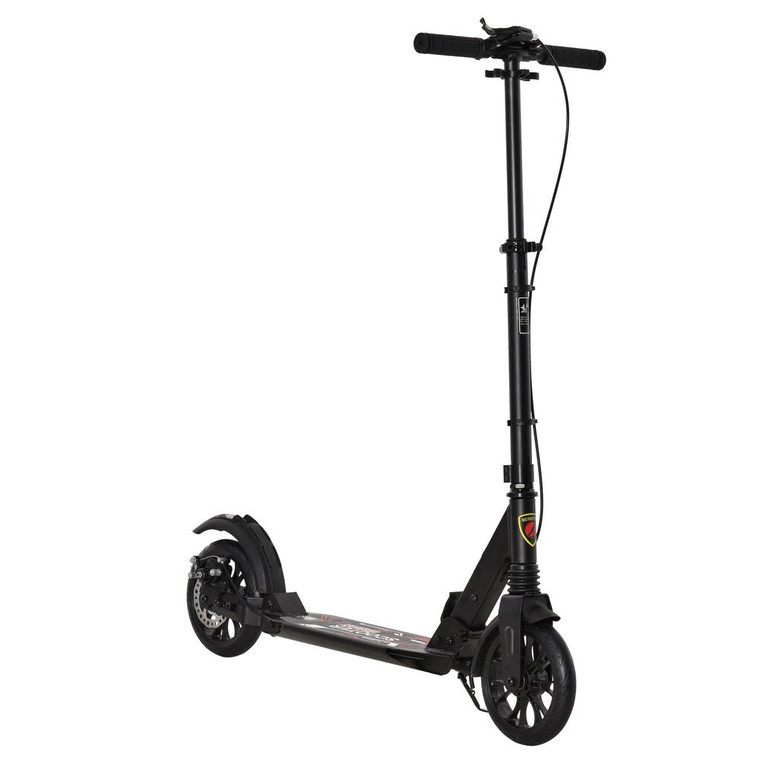 HOMCOM Adult Teens Kick Scooter Fold Adjust 14+ w/ Rear Wheel&Hand Brake Black - Default Title