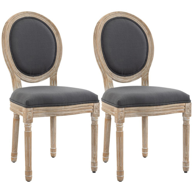 HOMCOM French-Style Dining Chairs Set of 2 with Linen Upholstery, Backrest - Default Title