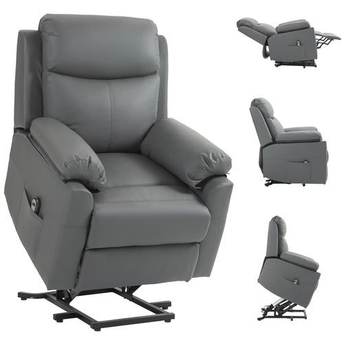 HOMCOM Power Lift Chair Electric Riser Recliner with Remote Control - Charcoal grey
